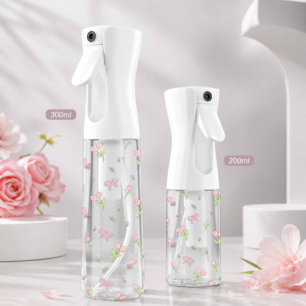 Misting Bottle Fine - 200/300/500ml Cute Floral Continuous Spray Bottle