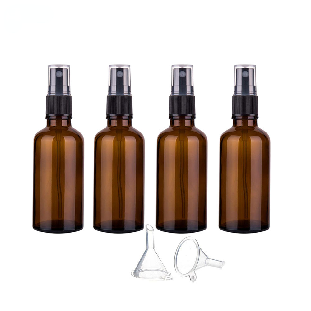 Misting Bottle Fine - 4pcs 50ml Amber Glass Spray Bottle