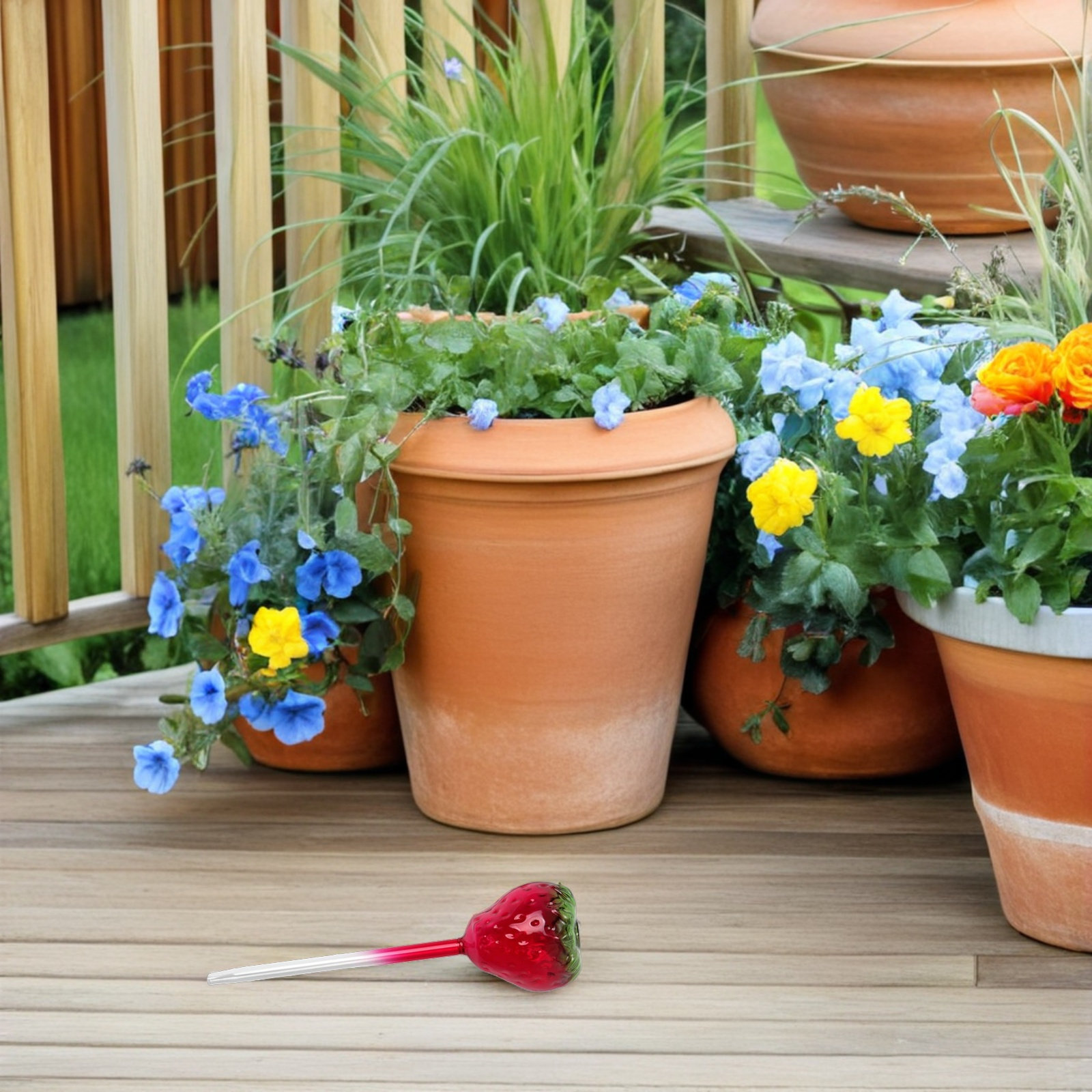2Pcs Glass Strawberry Water Bu - Self Watering Insert ulasan dan harga