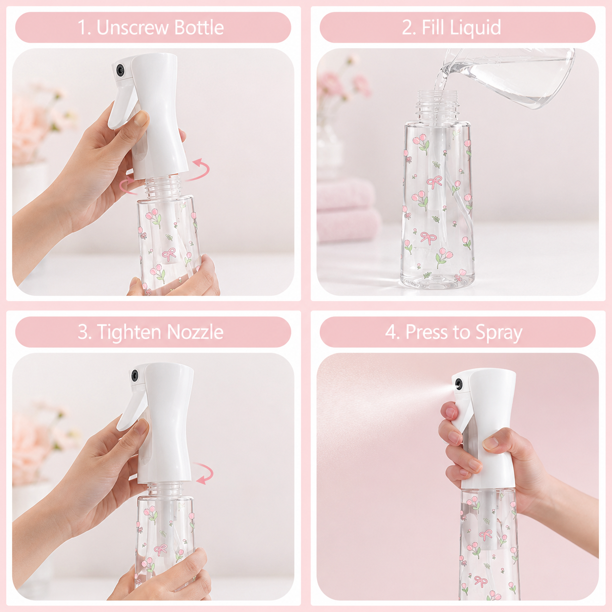 200/300/500ml Cute Floral Cont - Misting Bottle Fine ulasan dan harga